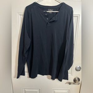 L.L. Bean Long Sleeve Henley Shirt Navy Blue Men’s Size XL Tall Classic Heritage
